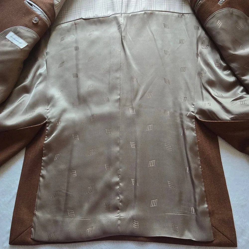Joseph‎ Abboud Blazer Mens 42L Brown Herringbone Sport Coat Elbow Patches